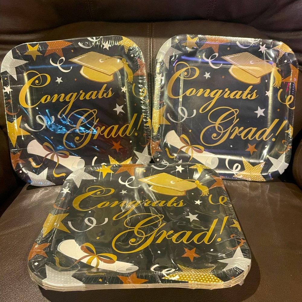 42~Congrats Grad! Graduation Party Paper Plates  3 X 14/pkg  9 in. Square